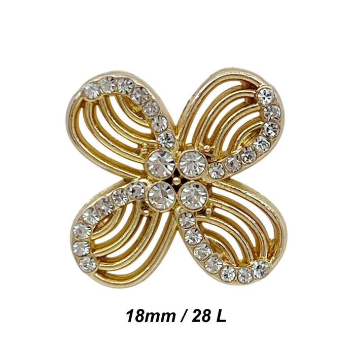Floral Rhinestone Metal Buttons | 15mm(24L), 18mm(28L) & 20mm(32L)
