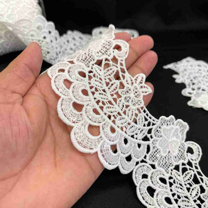Floral Scalloped Border Cutwork Lace | SKU-k-2/642