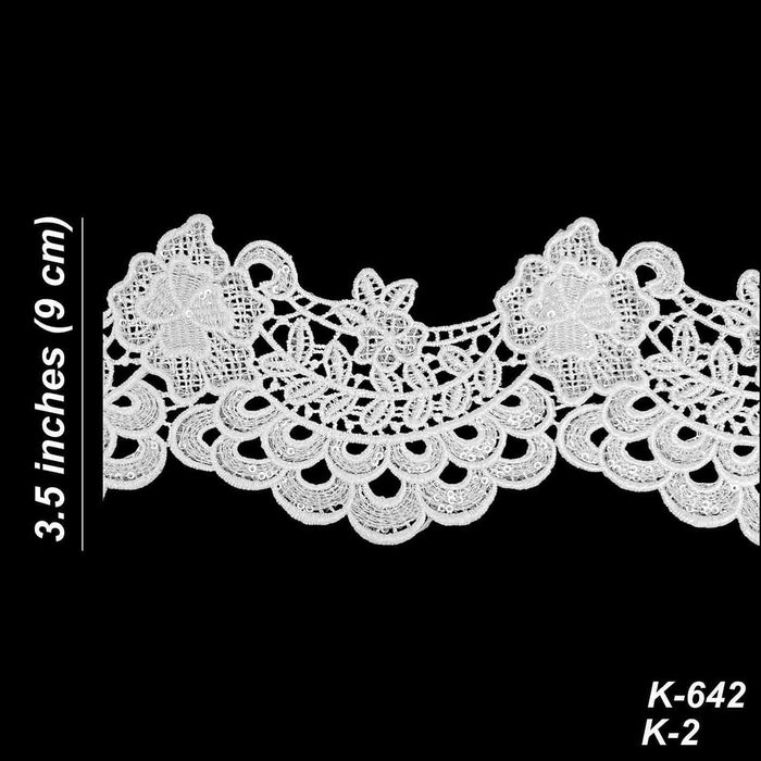 Floral Scalloped Border Cutwork Lace | SKU-k-2/642