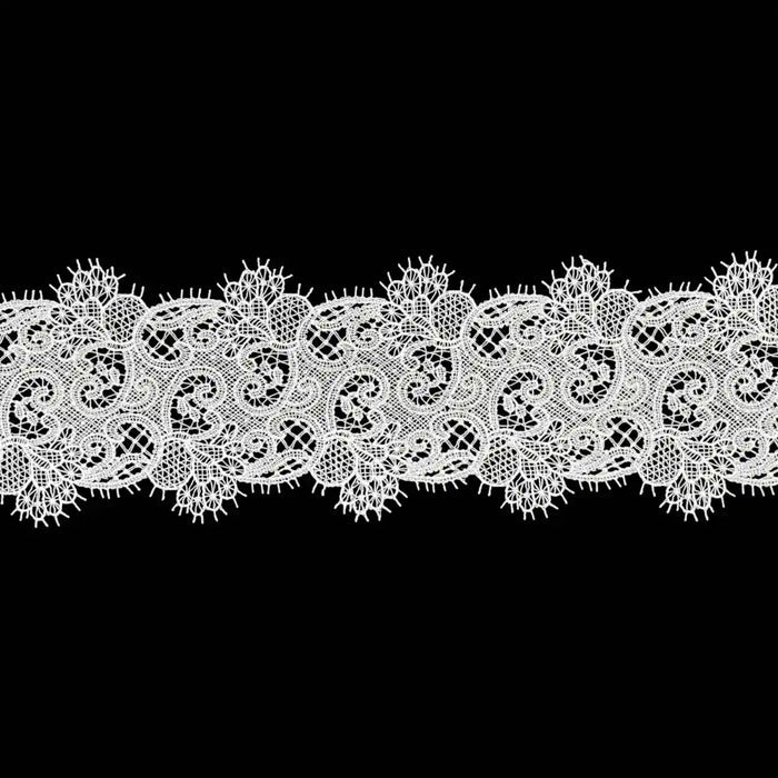 Floral Scroll Embroidered Net Lace | Width 12.9cm (5.1 inches) 129mm | SKU-FML-4