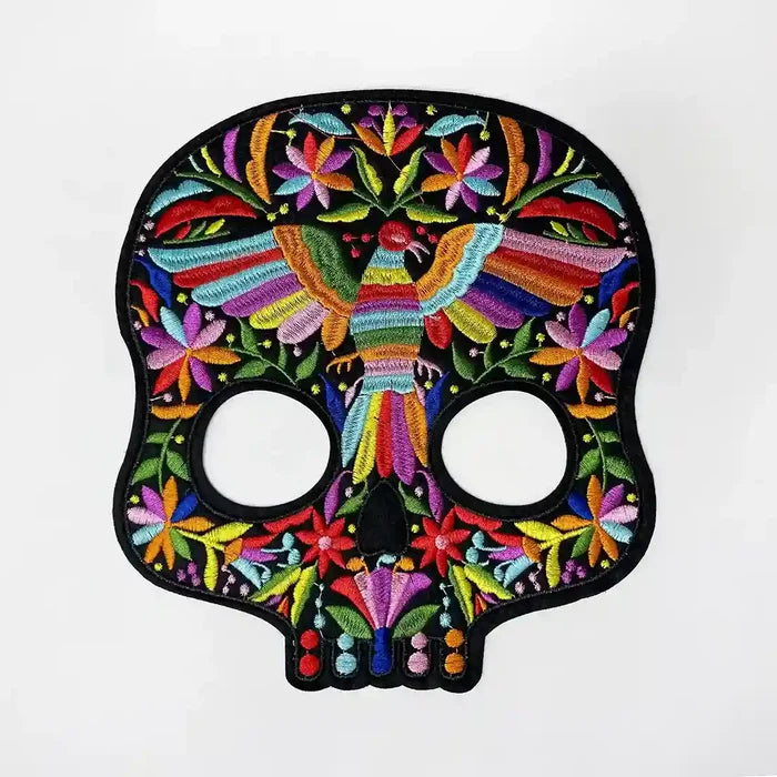 Floral Spirit Bird Skull Hot-Fix Patch
