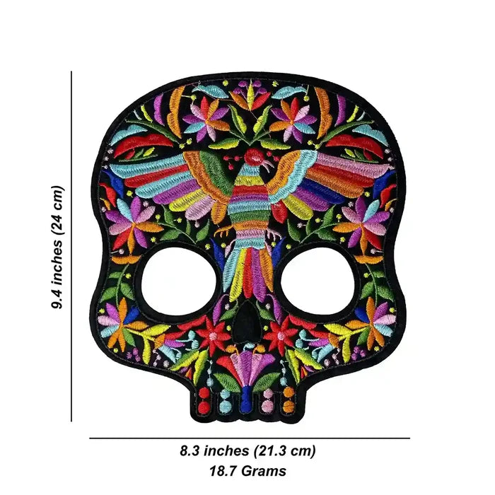 Floral Spirit Bird Skull Hot-Fix Patch
