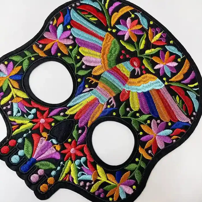 Floral Spirit Bird Skull Hot-Fix Patch