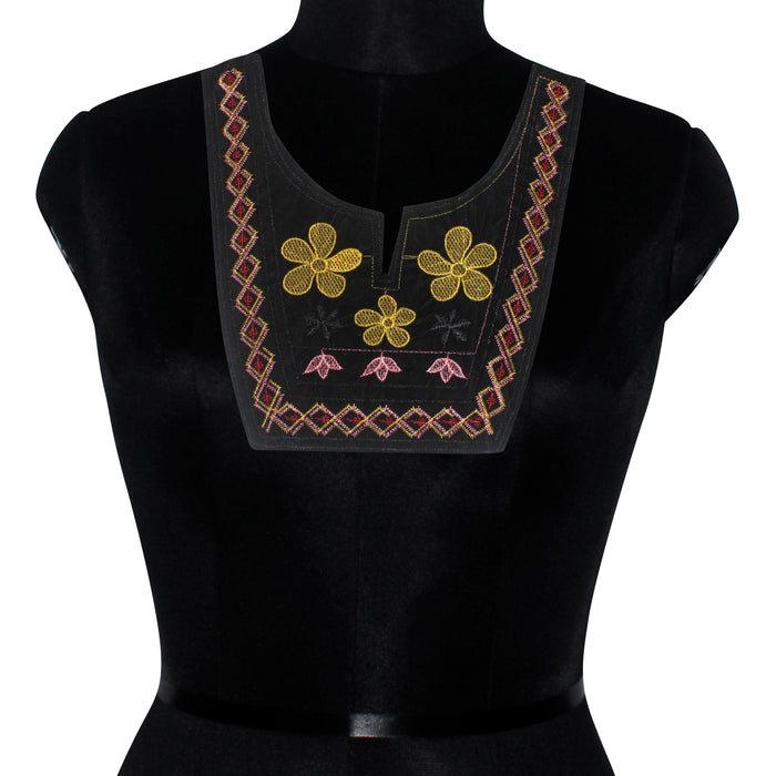 Stylish floral style ethnic neckline by Ani Accessories displaying delicate embroidery, soft floral appeal and quality craftsmanship