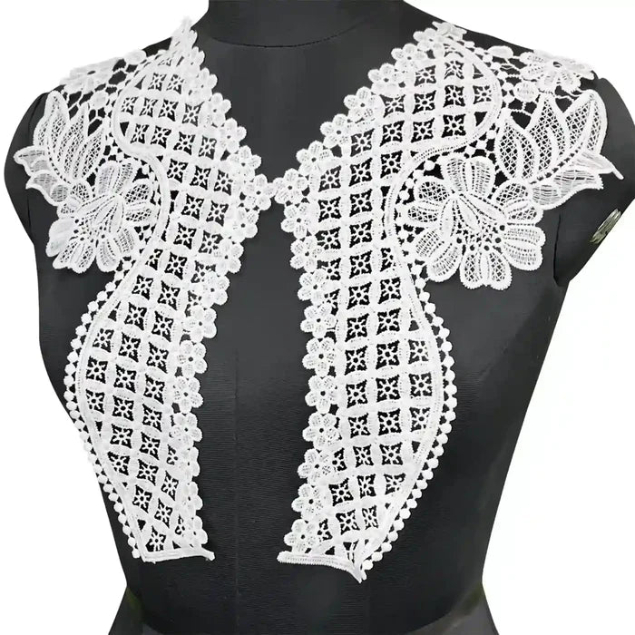 V round floral neckline by Ani Accessories styled on women’s ethnic outfit