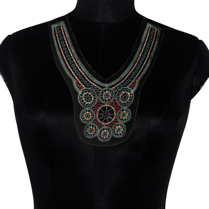 Floral V Shape Empire Neckline Yoke