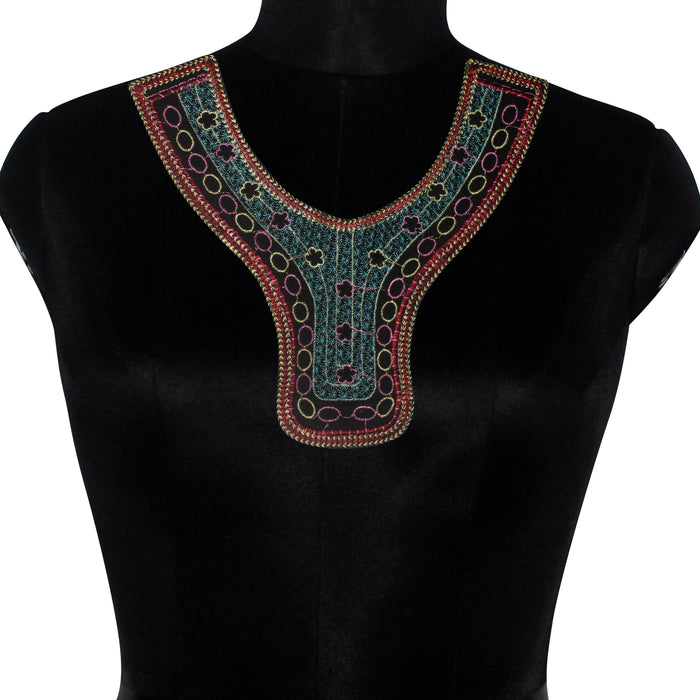 Floral Vine Embroidery Round Neckline