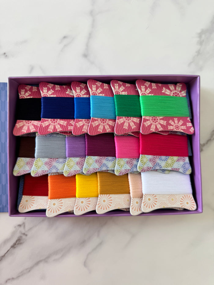 Flower Bobbin - Blooming Colors (Blue Box)- Hand Sewing Thread - Fujix