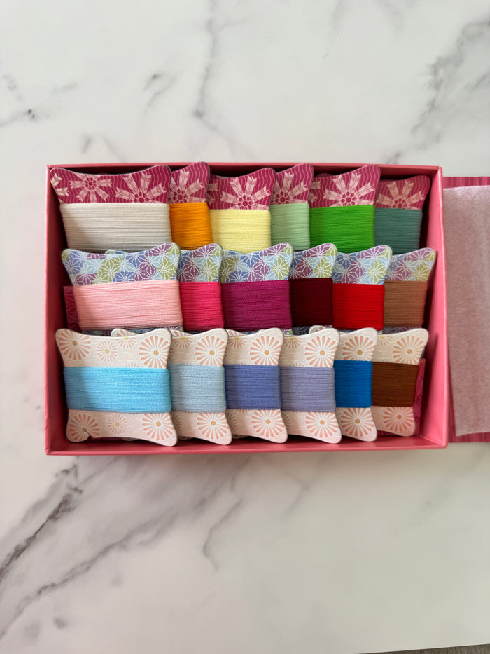 Flower Bobbin - Crimson Colors (Pink Box) - Hand Sewing Thread - Fujix