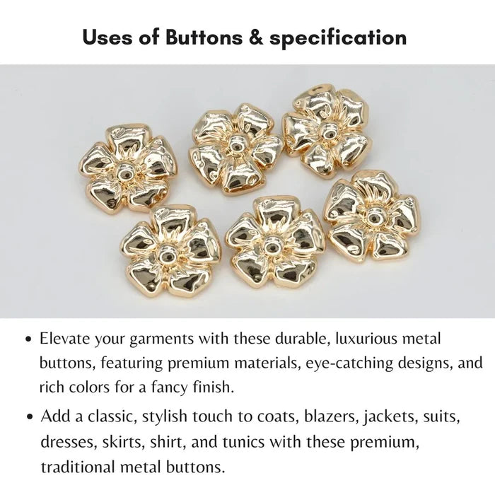 Flower Metal Buttons | 25mm(40L)