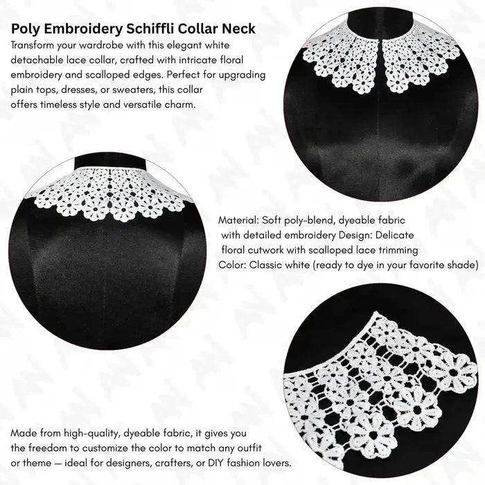 Ani Accessories flowing floral lace neck collar set big and small size, small suitable for kids wear