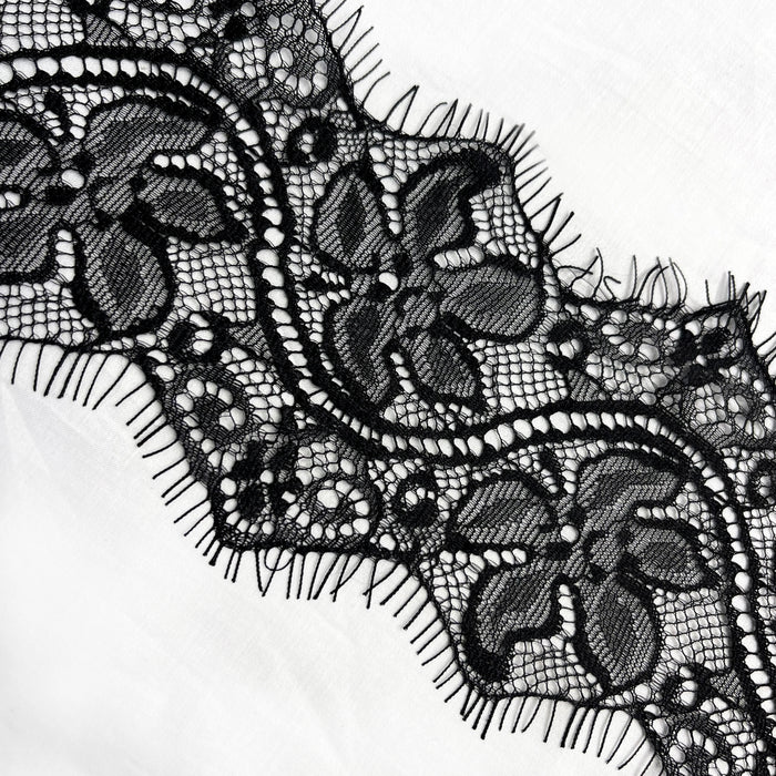 Ani Accessories Black Lace Trim Floral Lace for Lingerie & Dresses featuring intricate floral designs