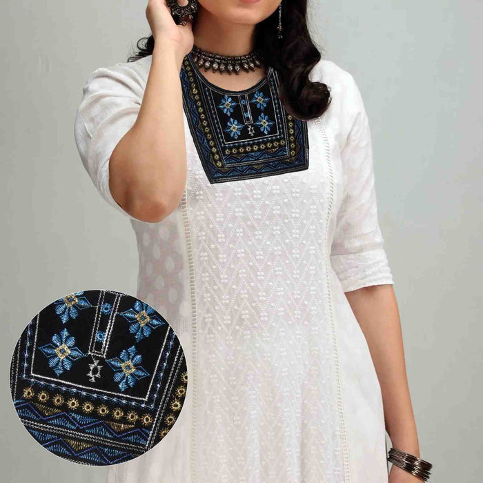 Handcrafted folk art flair neckline applique by Ani Accessories adding artistic charm to outfits