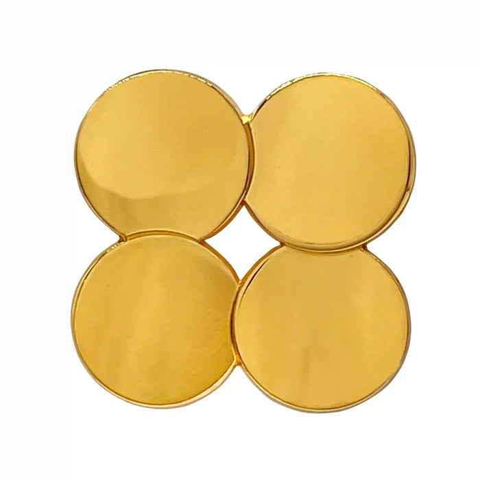 Ani Accessories Four Circle Metal Buckle yellow gold in zooming image of the buckle in the white background.