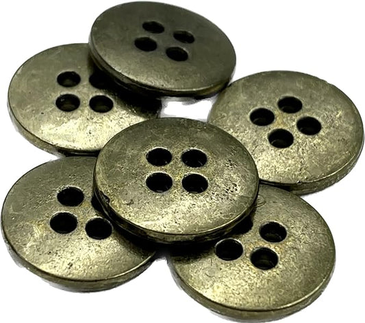 Four Hole Vintage Antique Brass Metal Buttons | 17mm(27L)