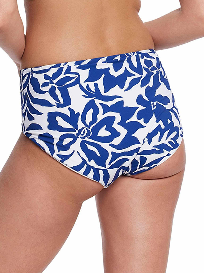 French Brief Swimsuit Bottom Poolside blue floral print - Back View On Model | Hanky Panky