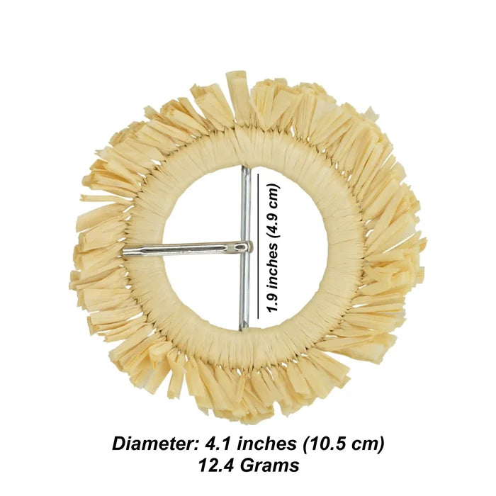 Ani Accessories handmade fringed raffia buckle boho straw woven fringe buckle for belt bag DIY craft decor