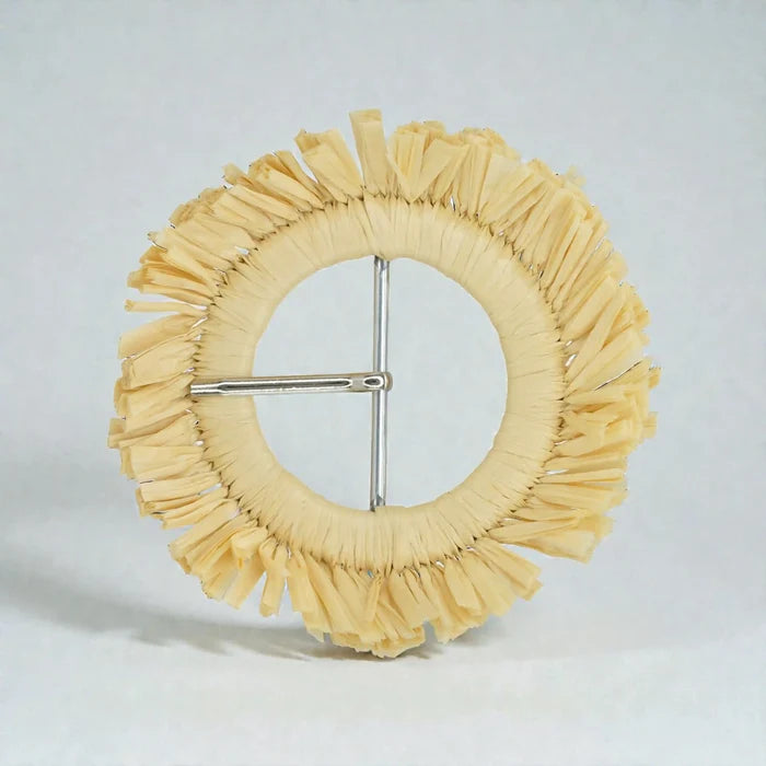 Ani Accessories handmade fringed raffia buckle straw woven fringe buckle for belt bag boho DIY decor