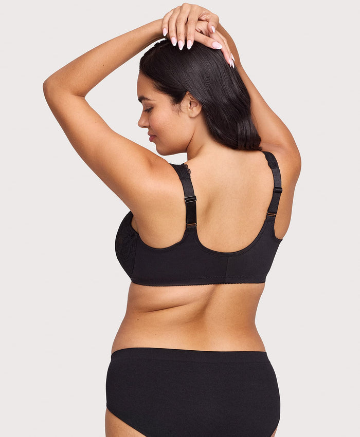 Front-Closure Stretch Lace WonderWire Bra Black