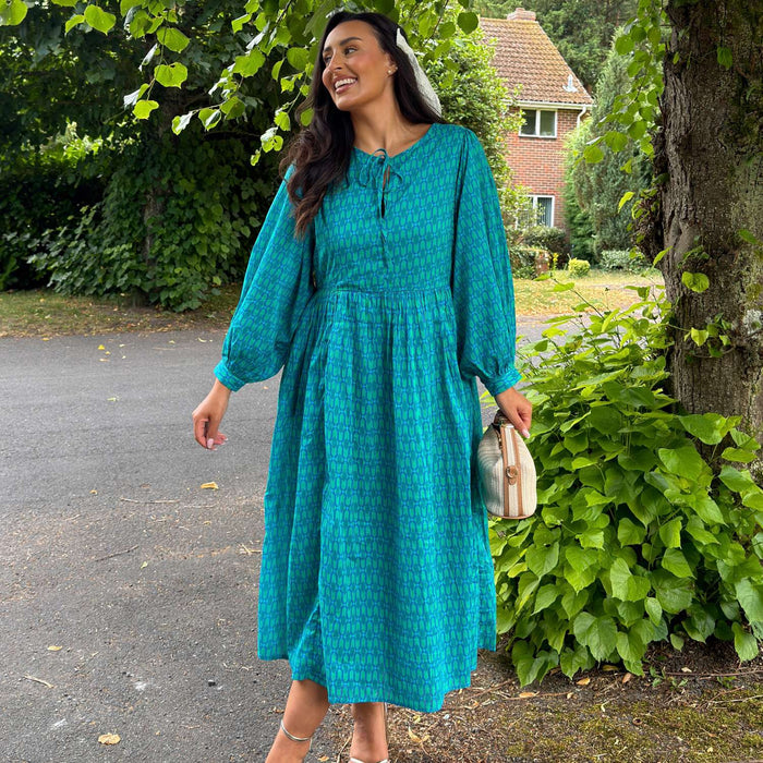 Gabriela Cotton Maxi Dress - Teal City