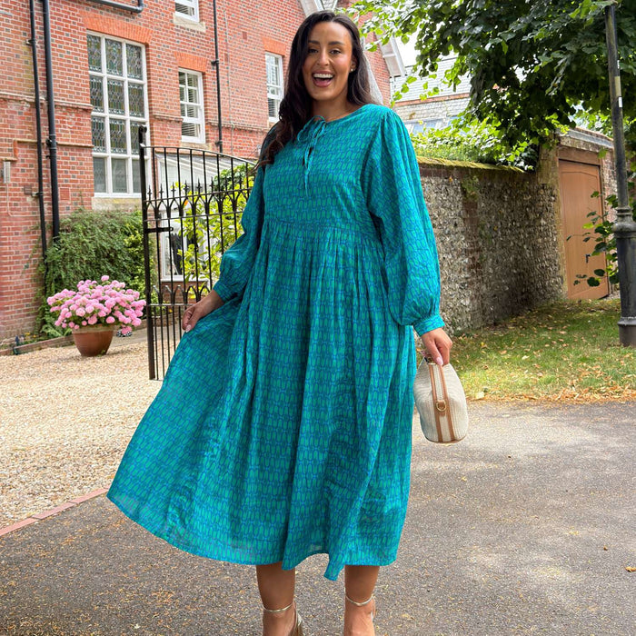 Gabriela Cotton Maxi Dress - Teal City