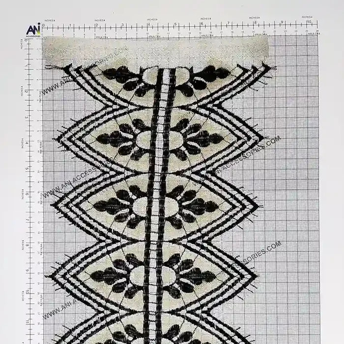 Geometric Motif Gold & Black Eyelash lace