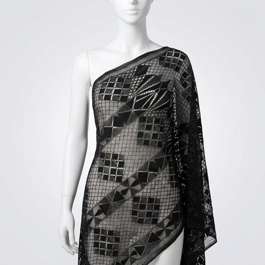 Geometric net lace fabric 58 inches width by Ani Accessories for dresses and modern fashion styling
