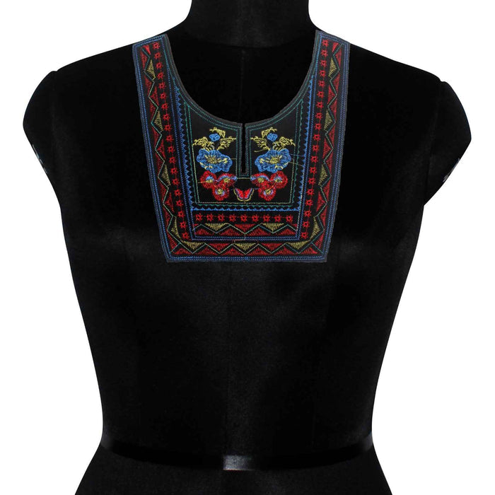 Premium Geometric Symphony embroidered ethnic neckline by Ani Accessories with detailed geometric motifs and refined artisan finish