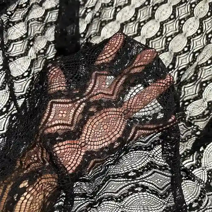 Ani Accessories geometric wave mesh French fabric 54 inch premium textile for gowns and designer outfits