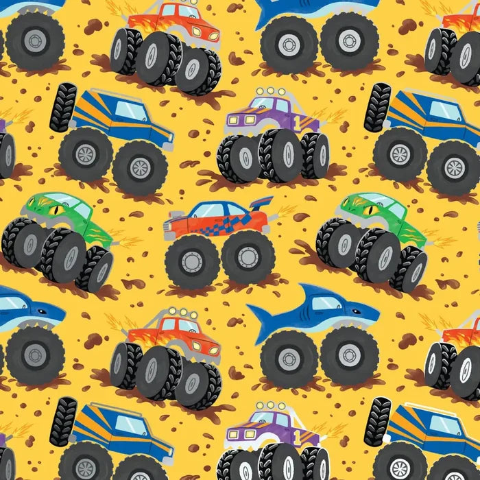 Gift Wrap - Monster Trucks - Recycled Fiber - Jewelry Roll