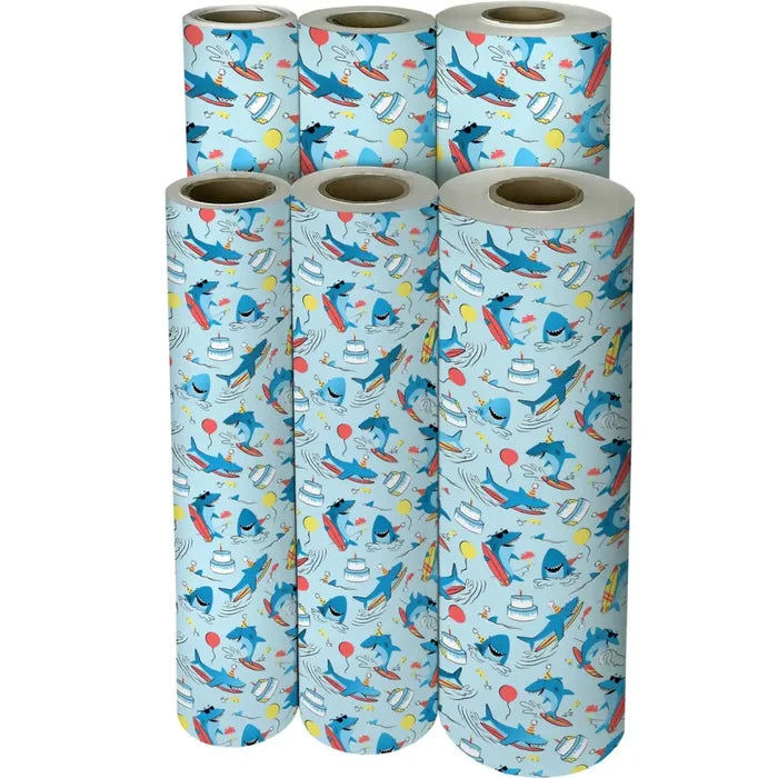 Gift Wrap - Surfing Sharks - Recycled Fiber