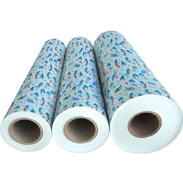 Gift Wrap - Surfing Sharks - Recycled Fiber