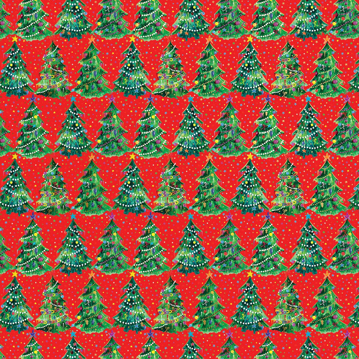 Gift Wrap -Christmas Trees Red - Recycled Fiber - Jewelry