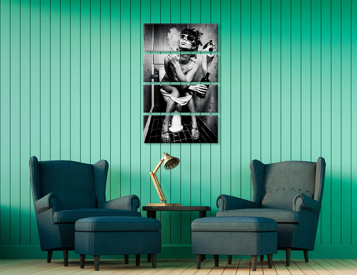 Girl Smoking Toilet Canvas Prints #6627