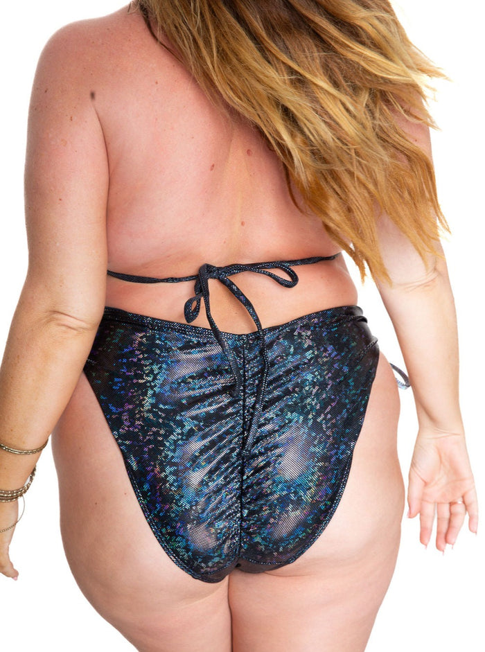 Glitter Black Side Tie Bikini Bottom final sale