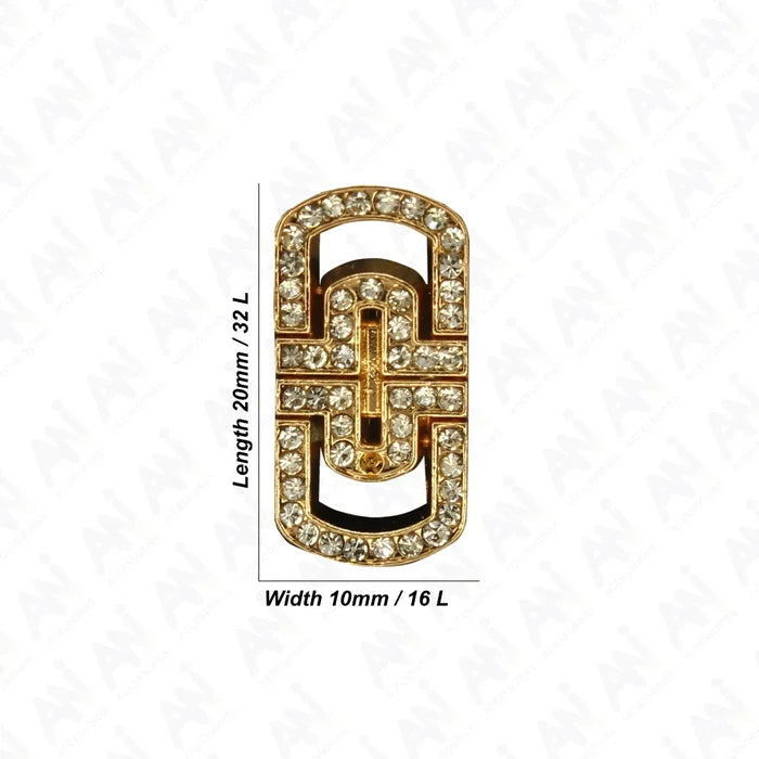 Glittering Diamond Rectangular Metal Button | 20mm (32L)