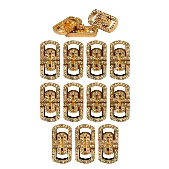 Glittering Diamond Rectangular Metal Button | 20mm (32L)