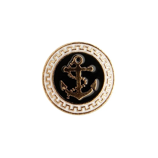 Gold and Black Anchor shank Metal Button | 18mm(28L) & 23mm(36L)
