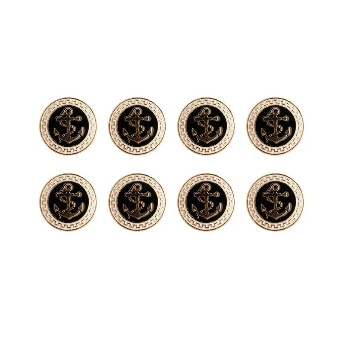Gold and Black Anchor shank Metal Button | 18mm(28L) & 23mm(36L)