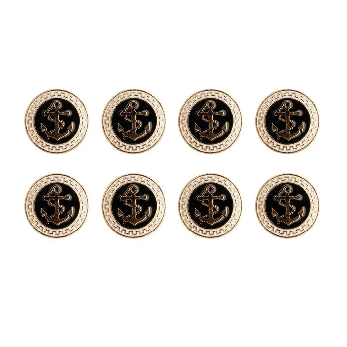 Gold and Black Anchor shank Metal Button | 18mm(28L) & 23mm(36L)