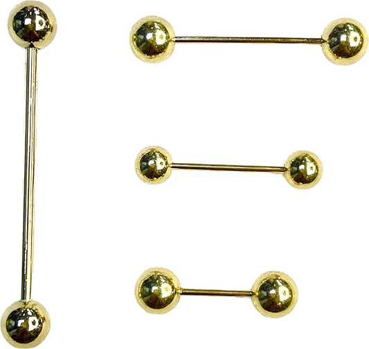 Gold Barbell Metal Collar Pin Brooches