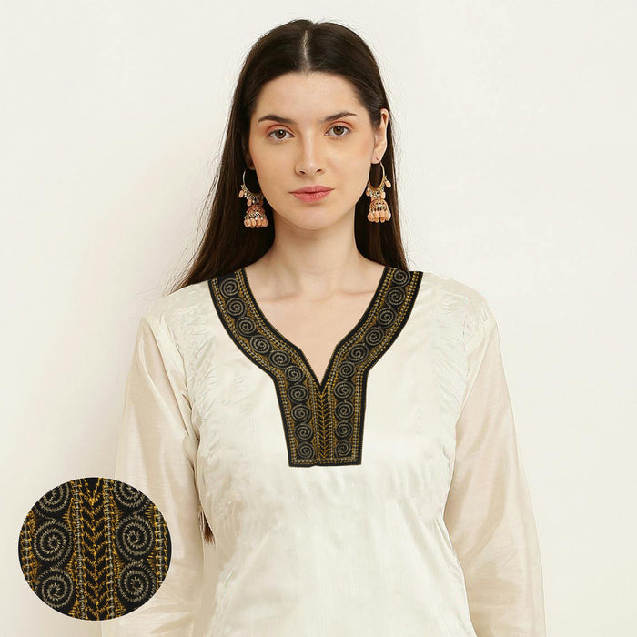 Gold & Black V Shape Empire Neckline Yoke