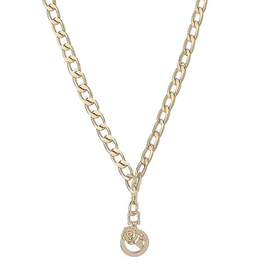 Gold Chain Necklace with Rose Pendant