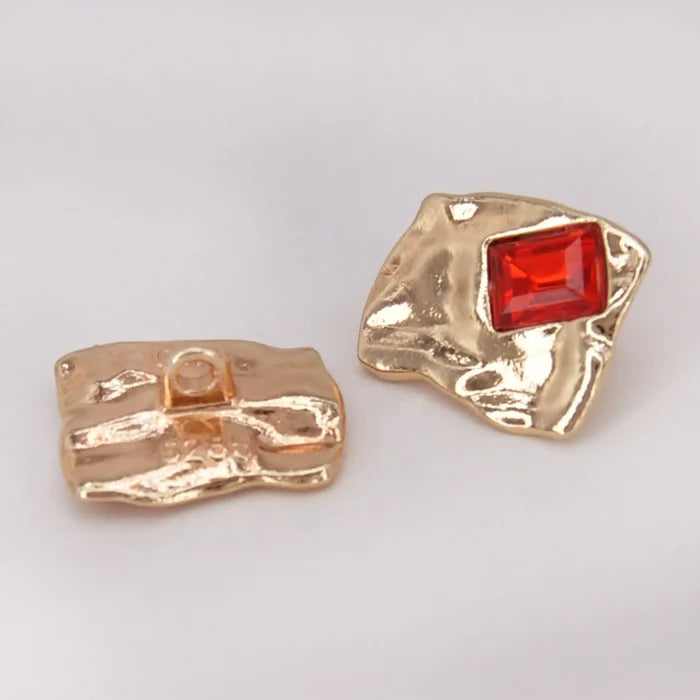 Gold Finish with Red Crystal Accent Metal Button | 23mm(36L)