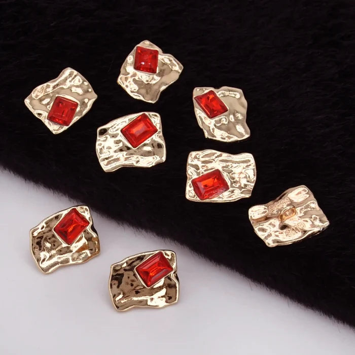 Gold Finish with Red Crystal Accent Metal Button | 23mm(36L)