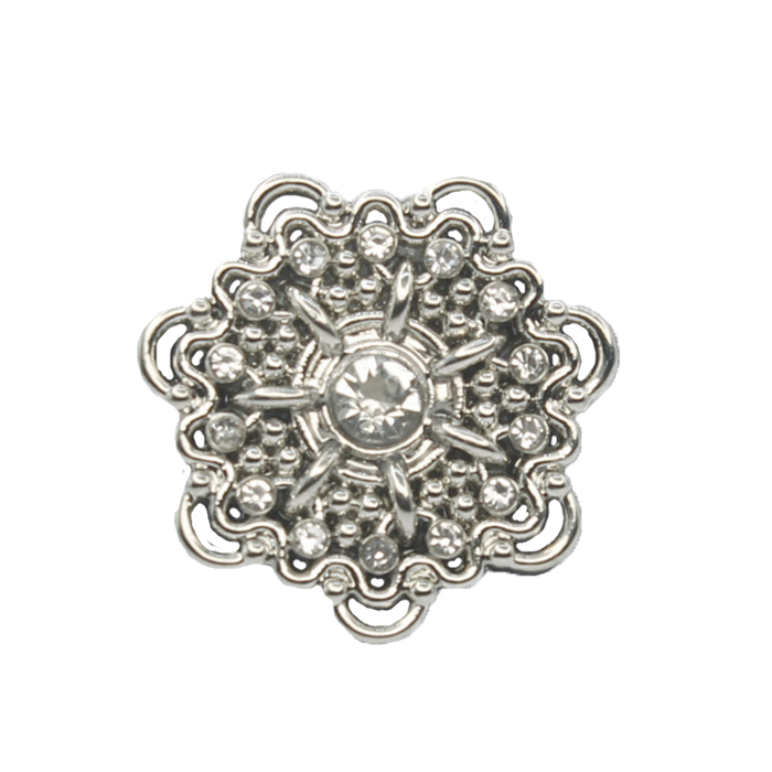 Gold Floral Metal Button with Diamond and Pearl Accents