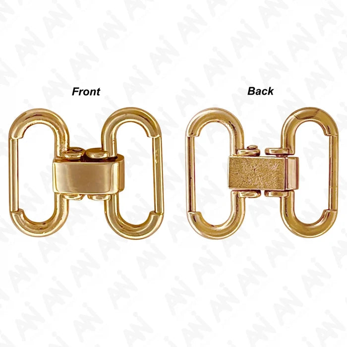 Ani Accessories Gold Interlocking Buckle  front and back image in the white background.