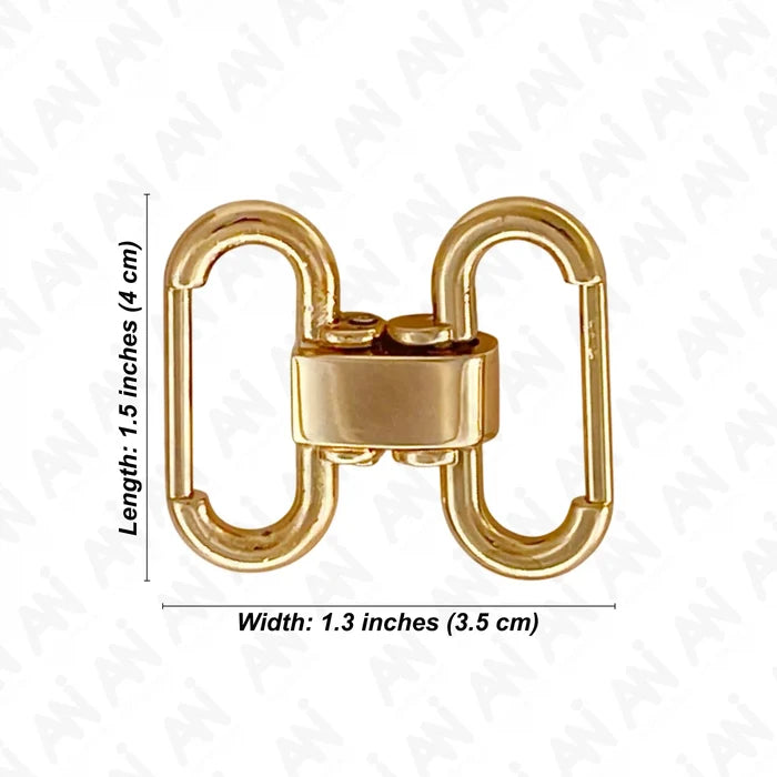 Ani Accessories Gold Interlocking Buckle  zooming  Size mention in the white background.