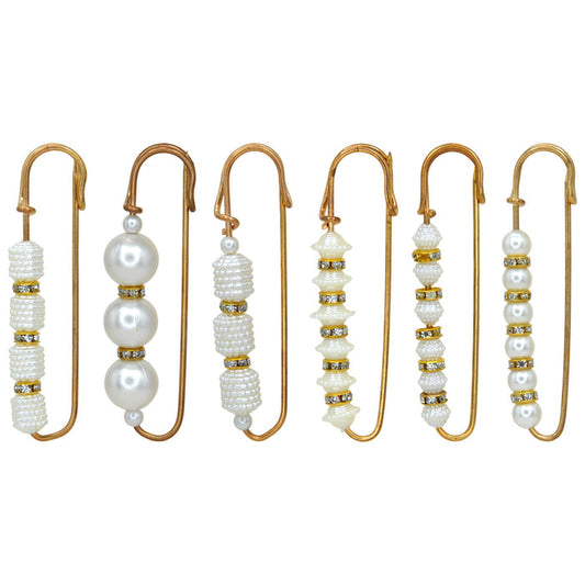 Gold Safety Brooch Pins with Pearls