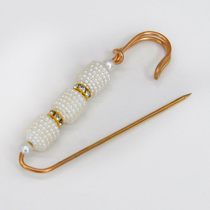 Gold Safety Brooch Pins with Pearls
